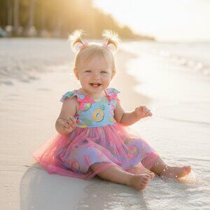 ⭐ New Goodlad Pool Float Print Tutu Dress Size 12 Months